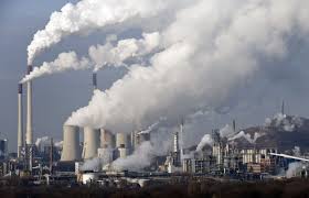 Irreversible effects of climate change are shown in the city of Washington, D.C. Smokestacks are heavily polluting and gradually destroying the environment.