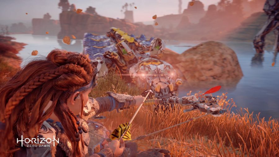 Aloy+fighting+a+Snapmaw