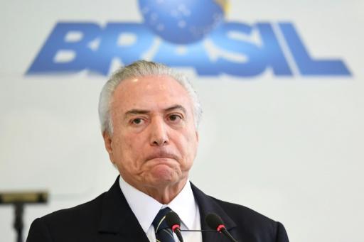 Brazilian President Michel Temer at a press conference in which he stated that he would not resign.