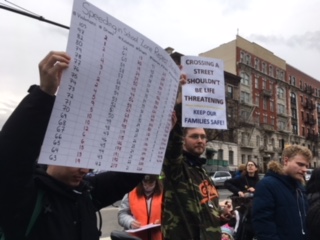 
Abigail Blumenstein, 4, and Joshua Lew, 1, were fatally hit by a car on March 5th by driver  Dorothy Bruns on 5th avenue and 9th street, also injuring others with her reckless driving, including their pregnant mother and their friend. Many people on March 12th went to advocate for safer streets to try to ensure that something like this does not happen in the future.
