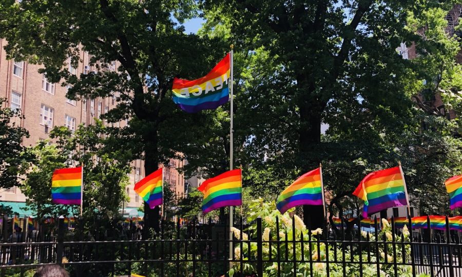 Pride Flags within Christopher Park, across the street from the Stonewall Inn. June,2019