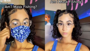 TIKTOK/@yesenia_senirella, picture before and after wearing a mask