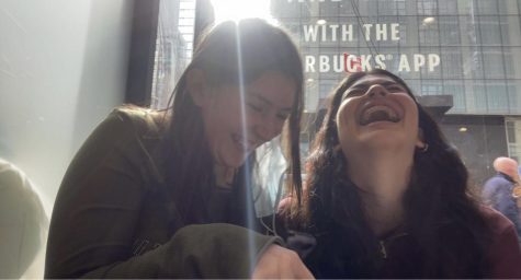 Esther Errera and Violet Bohen laughing