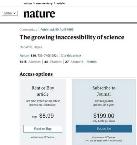 A few years ago, a screenshot from the online archive nature.com went viral online. source: https://www.nature.com/articles/356739a0