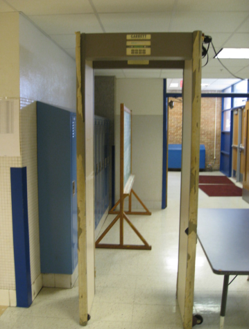 Image of metal detector in school building. 