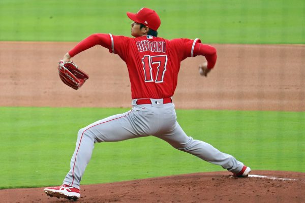 Shohei Ohtani pitching for the Anaheim Angels. Source: https://www.flickr.com/photos/192355779@N02/51004262543